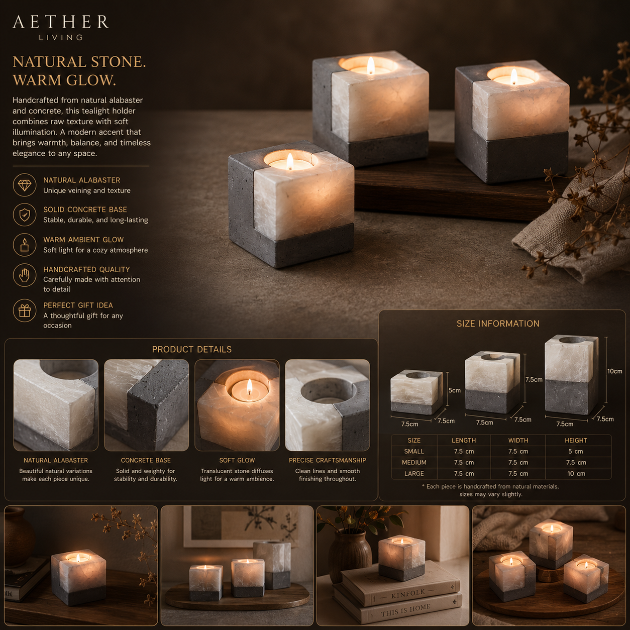 Aether Nordic Stone Candle Holder