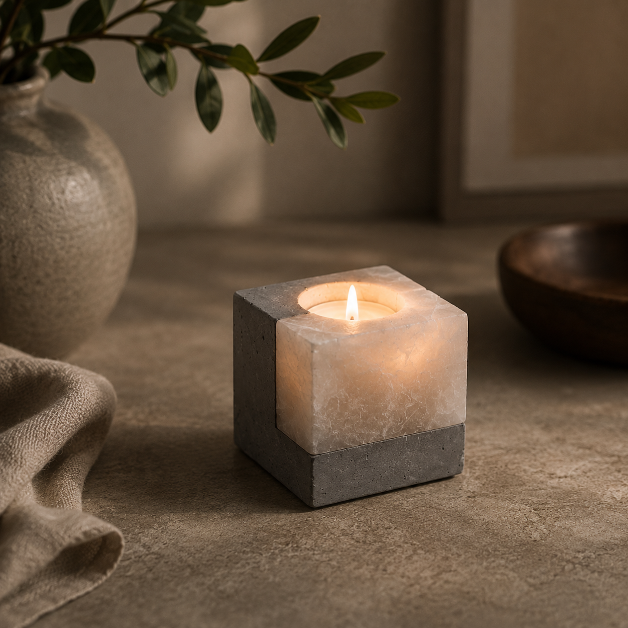 Aether Nordic Stone Candle Holder