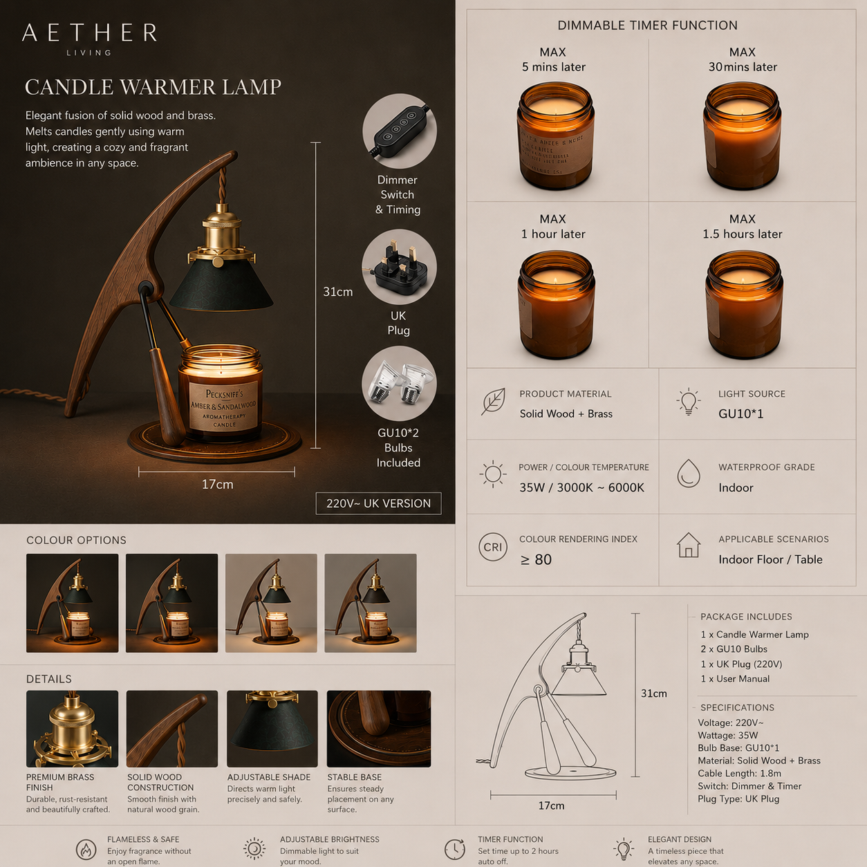 Aether Walnut Mantis Candle Lamp